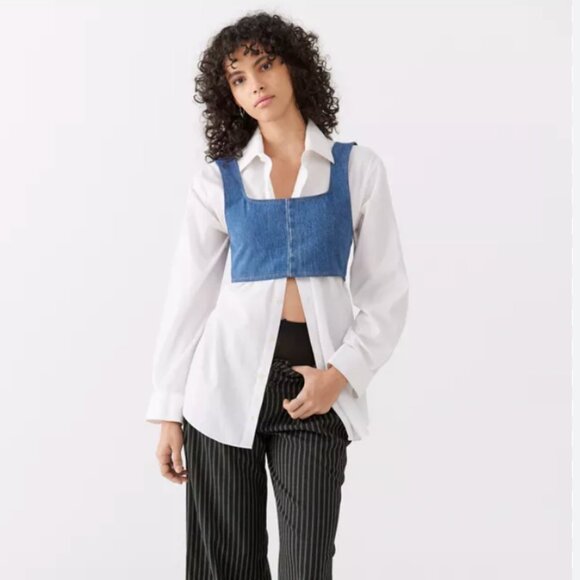 Urban Renewal Remade Denim Zip Bra Top - Picture 2 of 5